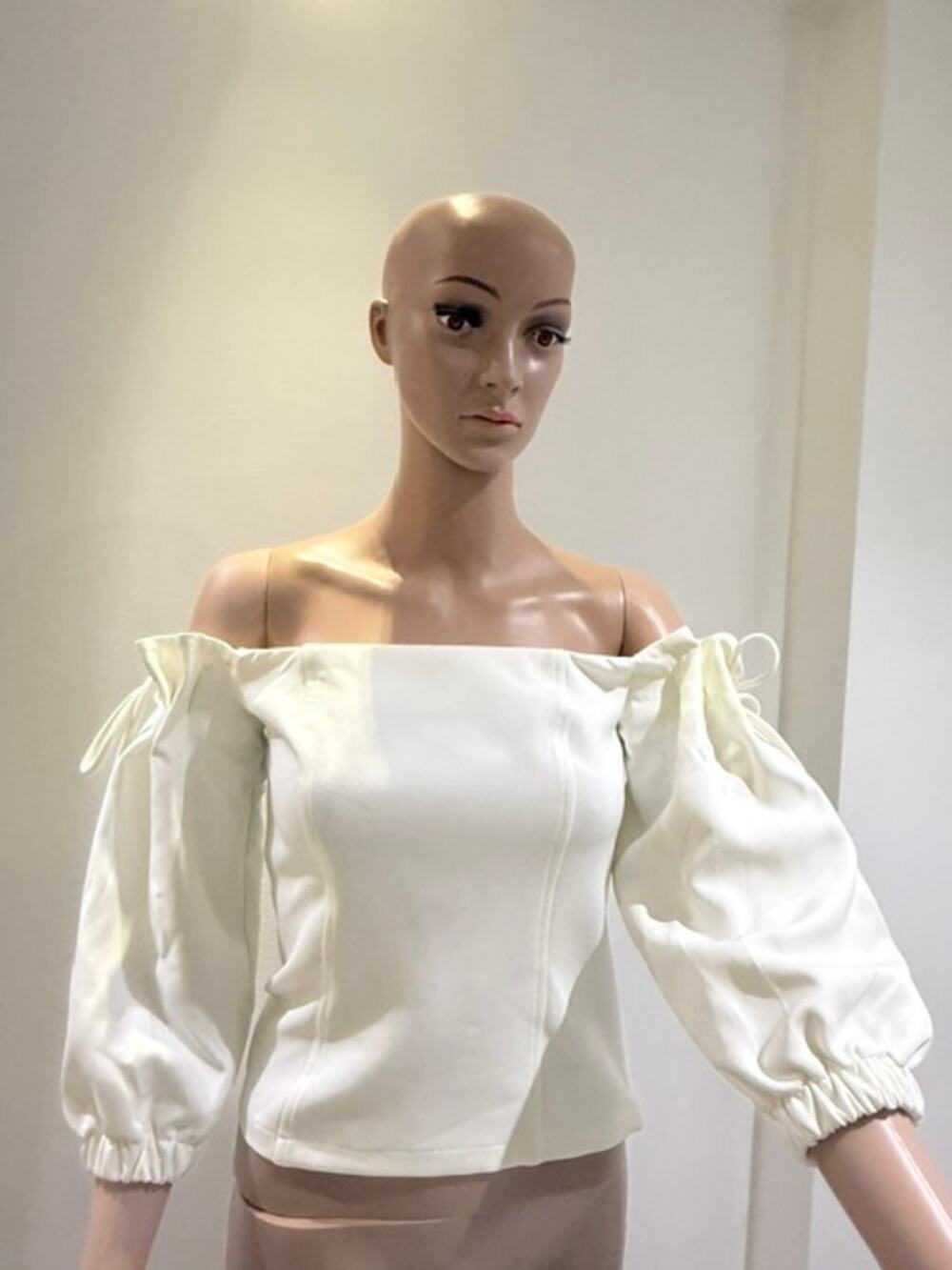 Topshop Off-The-Shoulder Tie Bardot Crepe Blouse.